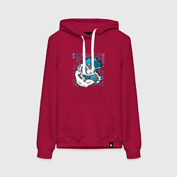 Толстовка-худи хлопковая женская Моя геройская академия One for all Деку, цвет: маджента