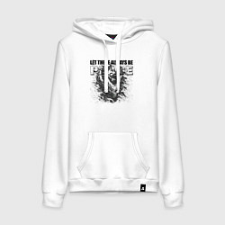 Толстовка-худи хлопковая женская Монохромная графика, цвет: белый