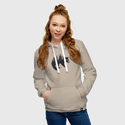 Толстовка-худи хлопковая женская Енот силуэт из деревьев лесных, цвет: миндальный — фото 2