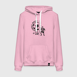 Толстовка-худи хлопковая женская 10 номер капитан футбольной команды, цвет: светло-розовый