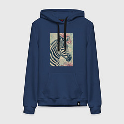 Женская толстовка-худи Зебра с цветком