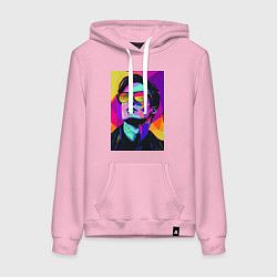 Толстовка-худи хлопковая женская Портрет Дурова pop art, цвет: светло-розовый