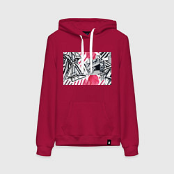 Толстовка-худи хлопковая женская Скетч архитектуры - акварельная абстракция, цвет: маджента