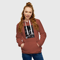 Толстовка-худи хлопковая женская Волки коллаж, цвет: кирпичный — фото 2