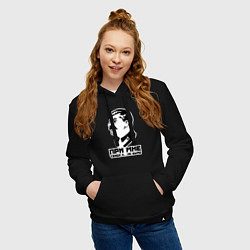 Толстовка-худи хлопковая женская Сталин - при мне такого не было, цвет: черный — фото 2