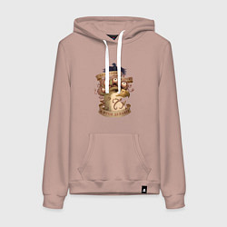 Толстовка-худи хлопковая женская Злобоглазы и Рухи, цвет: пыльно-розовый