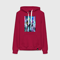 Толстовка-худи хлопковая женская Marge and Homer in the pouring rain - cyberpunk, цвет: маджента