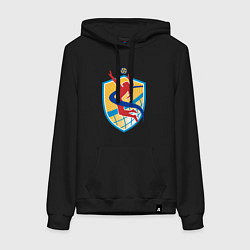 Толстовка-худи хлопковая женская Волейбольная подача, цвет: черный