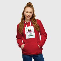 Толстовка-худи хлопковая женская Любит-не любит, цвет: красный — фото 2