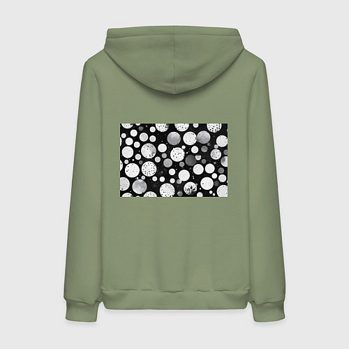 Женская толстовка-худи Круги на темном фоне / Авокадо – фото 2