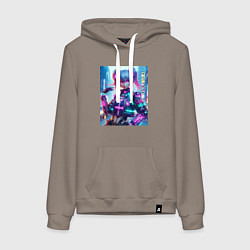 Толстовка-худи хлопковая женская Модная красотка - киберпанк, цвет: утренний латте