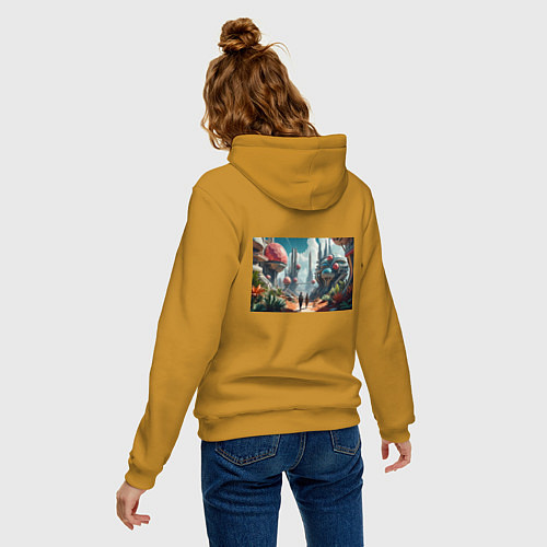 Женская толстовка-худи Планета фантастика / Горчичный – фото 4