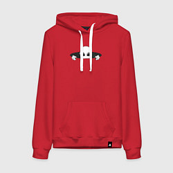 Толстовка-худи хлопковая женская Привет от инопланетянина, цвет: красный