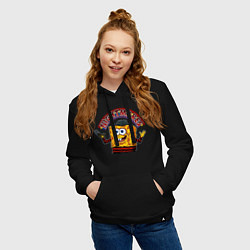 Толстовка-худи хлопковая женская Квадратные штаны - Фредди, цвет: черный — фото 2