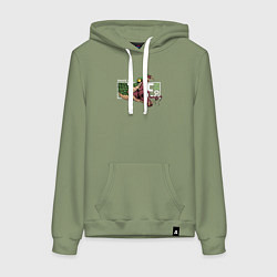 Толстовка-худи хлопковая женская Символ года 2025 зелёная змея, цвет: авокадо
