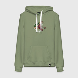 Толстовка-худи хлопковая женская Зелёная змея символ 2025 года, цвет: авокадо