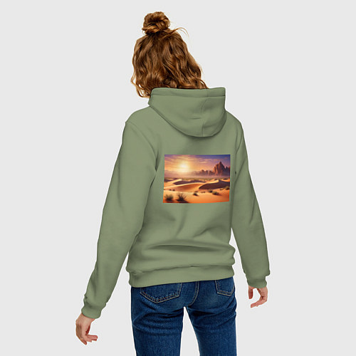 Женская толстовка-худи Закат в жаркой пустыне / Авокадо – фото 4