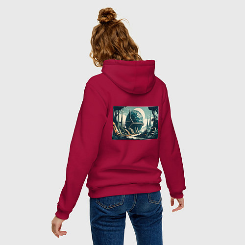 Женская толстовка-худи Фантастика круглое здание / Маджента – фото 4