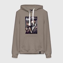Толстовка-худи хлопковая женская Крёстный отец держит своего щенка - мем, цвет: утренний латте
