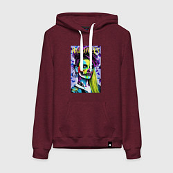 Толстовка-худи хлопковая женская Halloween zombie - magazin cover, цвет: меланж-бордовый