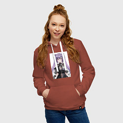 Толстовка-худи хлопковая женская Genshin Impact Кэцин, цвет: кирпичный — фото 2