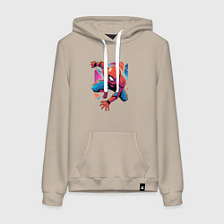 Толстовка-худи хлопковая женская Крутой Человек-паук, цвет: миндальный