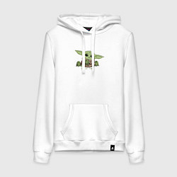 Толстовка-худи хлопковая женская Время перекуса, цвет: белый