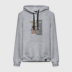 Толстовка-худи хлопковая женская Unknown specis - Baby Yoda, цвет: меланж