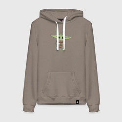 Толстовка-худи хлопковая женская Маленький Йода, цвет: утренний латте