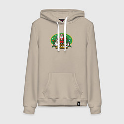 Толстовка-худи хлопковая женская Отличного рождества, цвет: миндальный