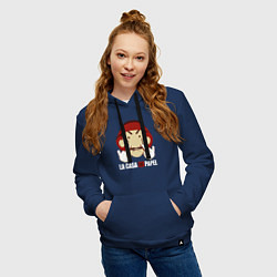 Толстовка-худи хлопковая женская Fuck you bella ciao, цвет: тёмно-синий — фото 2