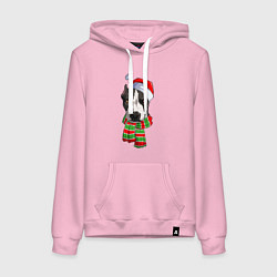 Женская толстовка-худи Новогодний питбуль