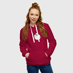 Толстовка-худи хлопковая женская Йога овечка, цвет: маджента — фото 2