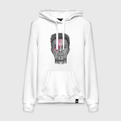 Толстовка-худи хлопковая женская David Bowie rock singer, цвет: белый