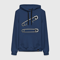 Толстовка-худи хлопковая женская Булавки, цвет: тёмно-синий