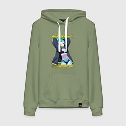 Толстовка-худи хлопковая женская Сyberpunk rebecca, цвет: авокадо