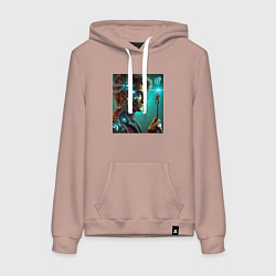 Толстовка-худи хлопковая женская Harry Potter - cyberpunk fantasy, цвет: пыльно-розовый