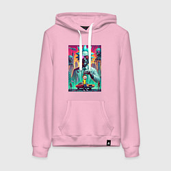 Толстовка-худи хлопковая женская Рик подарил Морти автомобиль - нейроарт, цвет: светло-розовый
