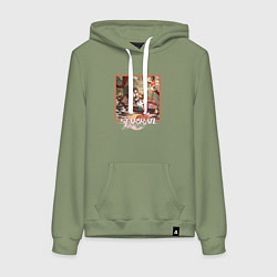 Толстовка-худи хлопковая женская Линша, цвет: авокадо