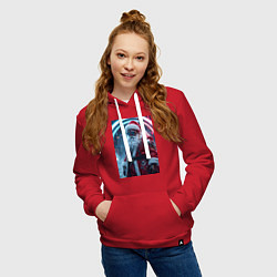Толстовка-худи хлопковая женская Дед мороз киберпанк, цвет: красный — фото 2