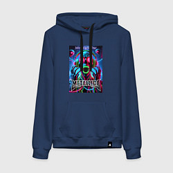 Толстовка-худи хлопковая женская Metallica - playbill of the intergalactic tour, цвет: тёмно-синий