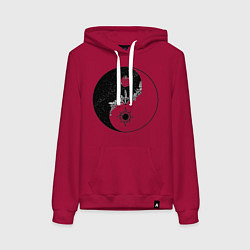 Толстовка-худи хлопковая женская ЯнЫн, цвет: маджента
