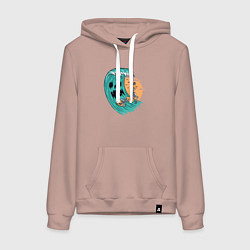 Толстовка-худи хлопковая женская Skeletor surfer, цвет: пыльно-розовый