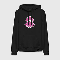 Толстовка-худи хлопковая женская Кальмарчик, цвет: черный