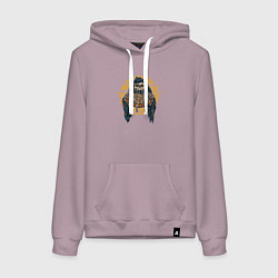 Толстовка-худи хлопковая женская Пицца смерти, цвет: сиреневый