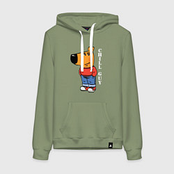 Толстовка-худи хлопковая женская Chill guy, цвет: авокадо