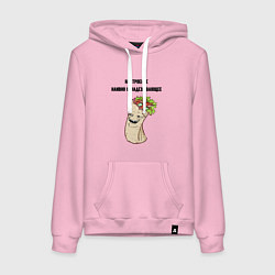 Толстовка-худи хлопковая женская Настроение наивно обнадёживающее, цвет: светло-розовый