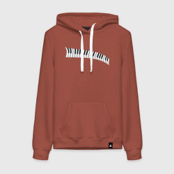 Толстовка-худи хлопковая женская Пианино клавиши волна, цвет: кирпичный