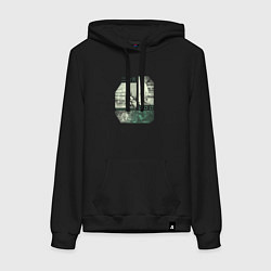 Толстовка-худи хлопковая женская Двуликий юноша, цвет: черный