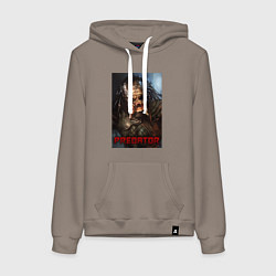 Толстовка-худи хлопковая женская Predator movie, цвет: утренний латте